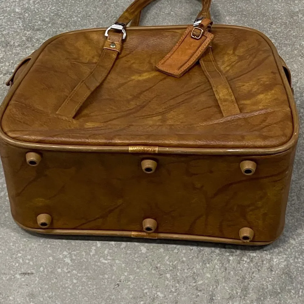 VTG, American Tourister Classic Brown Leather Travel Bag Unisex
